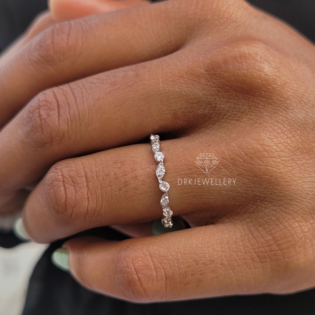 Round cut lab grown diamond ring, lab diamond ring, bezel set ring, pave set ring,white gold ring