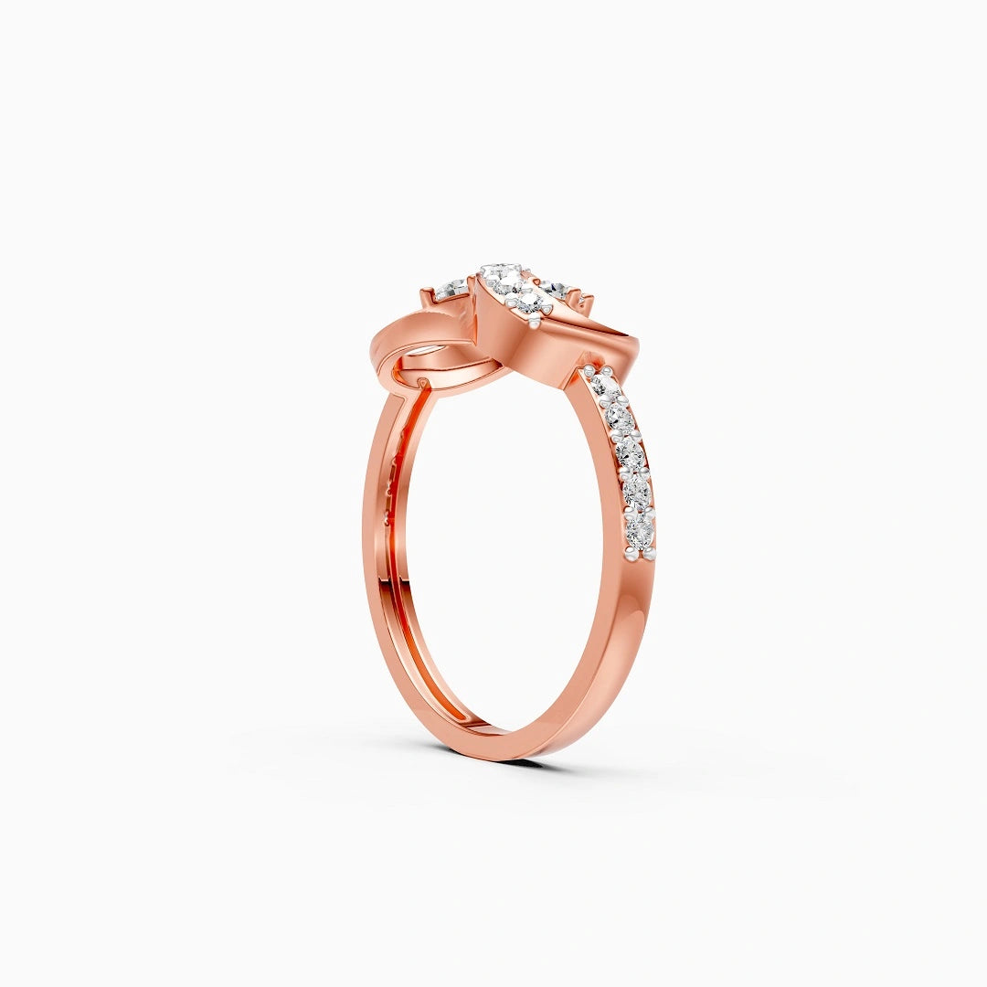 infinity style ring, round cut ring, pave set ring, stylist ring, fashion ring, diamond ring, gifts for her, personalised gifts for her