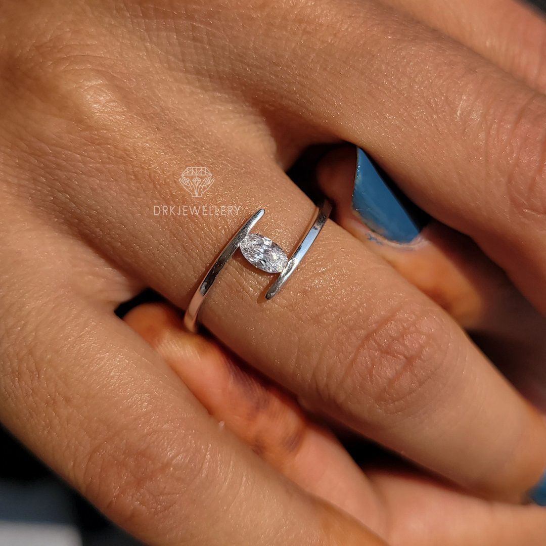 bypass setting marquise cut lab grown diamond solid 14k whiite gold propose and promise ring