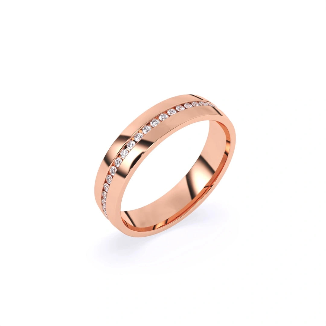 round cut lab grown diamond pave set 14 k rose gold men's ring for gifts