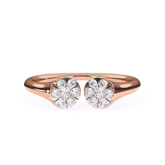 open gap Rose gold ring with diamond flower designs