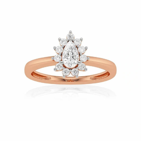 pear cut ring, lab grown diamond, solitaire ring, handmade gifts, personalised gifts, pear cut cluster ring, halo style ring