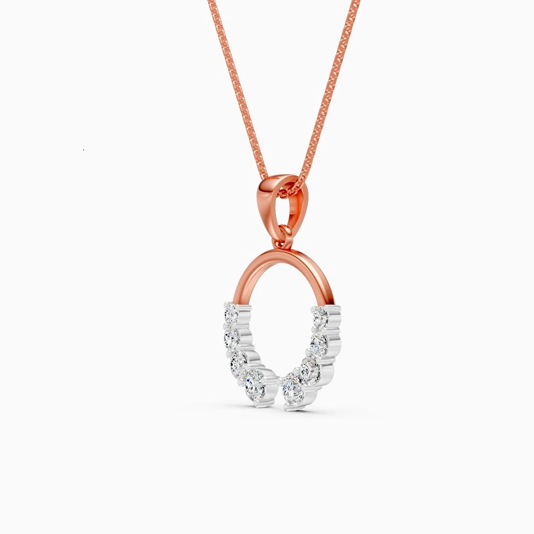 horse hoe style open gap diaond rose gold wedding pendant chain
