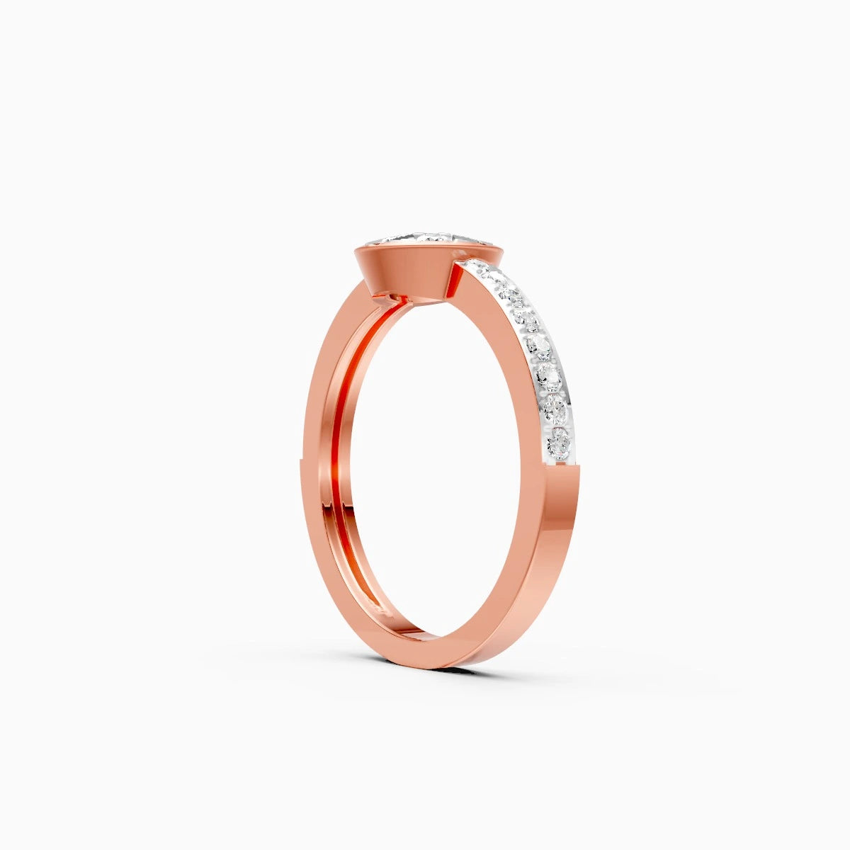 pave set rose gold wedding rings
