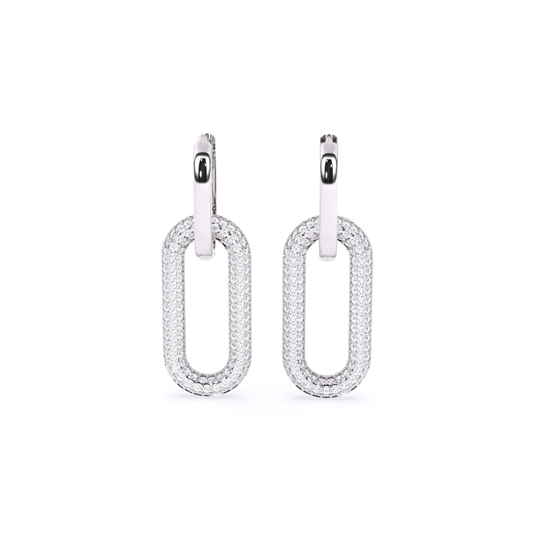 Pair of gold hoop earrings with lab grown diamond