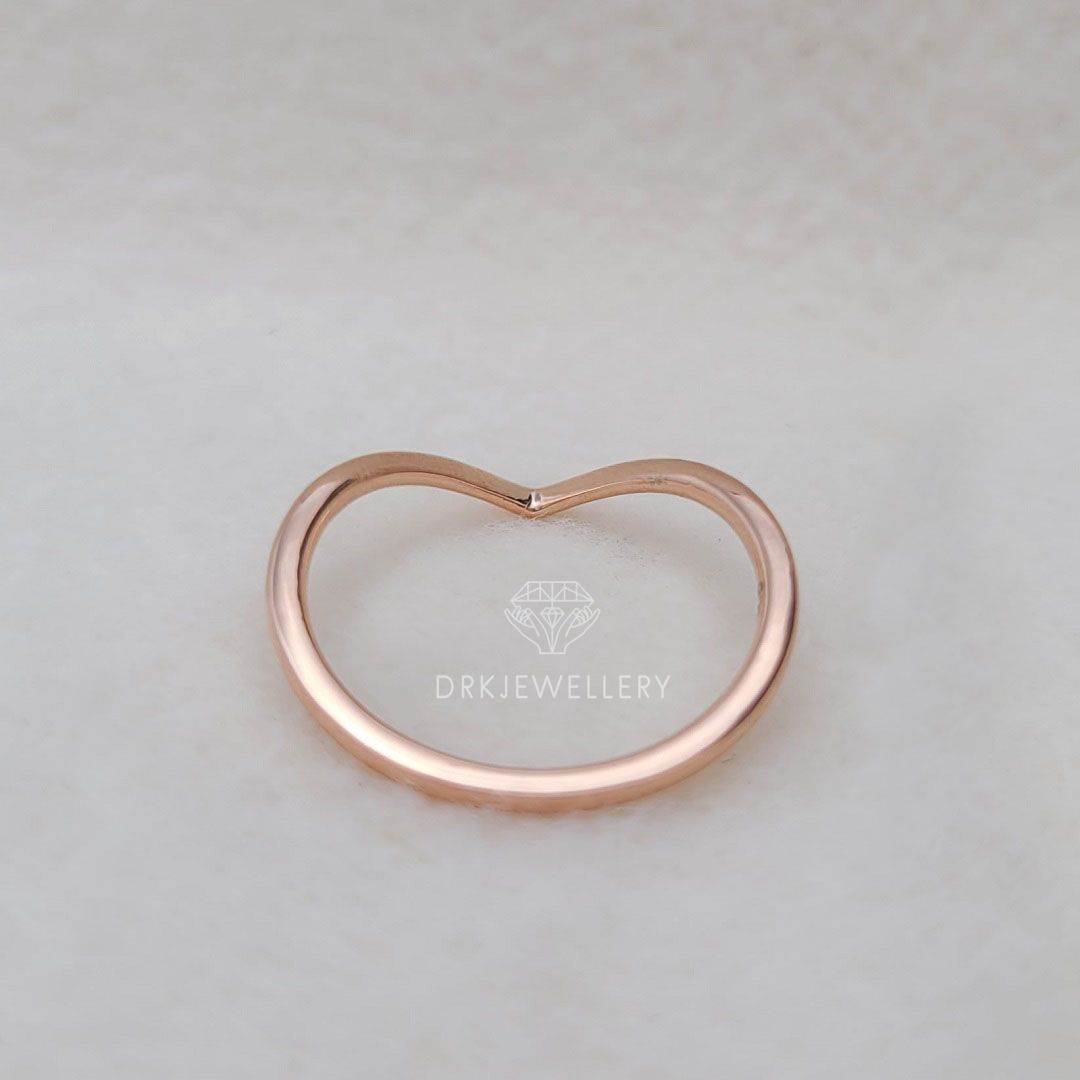 chevron style band-v shape band-rose gold band-solitaire band-matching bridal set-gifts for her-gift