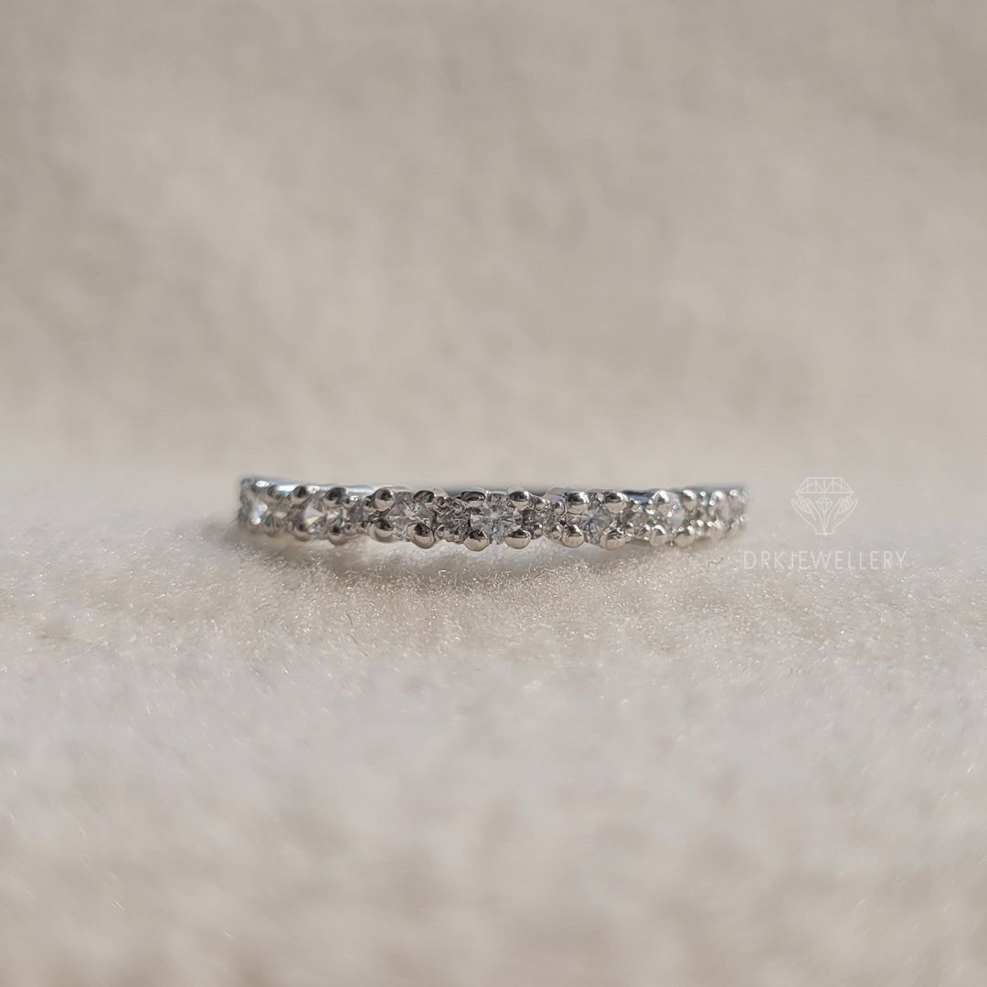 Round Cut eternity lab grown diamond 14k whiite gold band