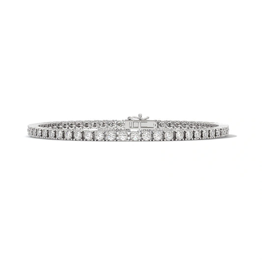 round cut lab grown diamond tennis bracelet for women with 14k white gold for special movement.