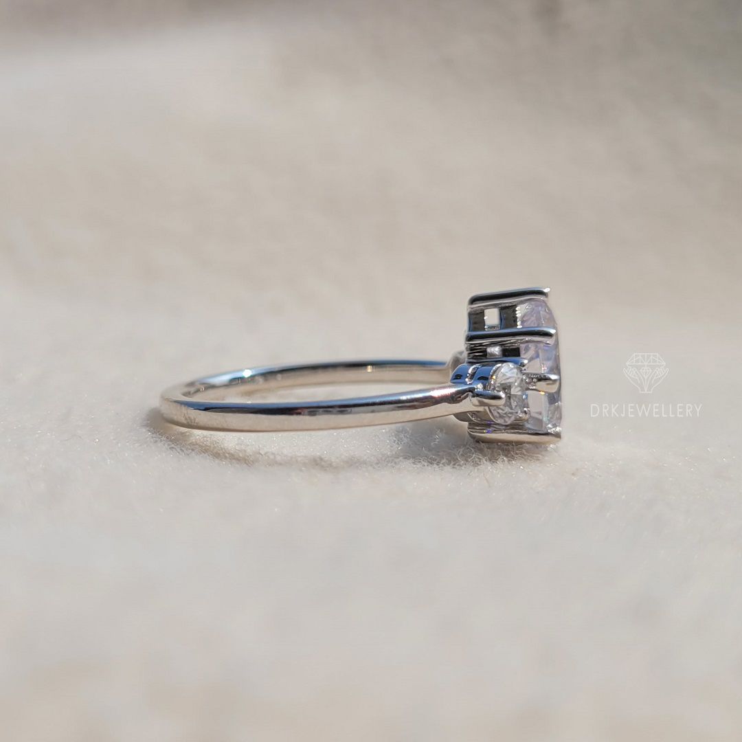 Pear Cut Ring-Three stone ring-solitaire ring-accent round cut ring-multi prong set ring-solitaire ring