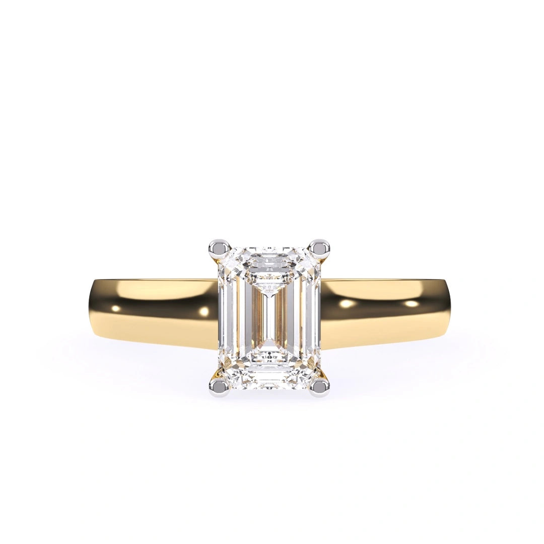 Emerald cut moissanite gold engagement ring in 14k white, rose, yellow gold ring for engagement and wedding