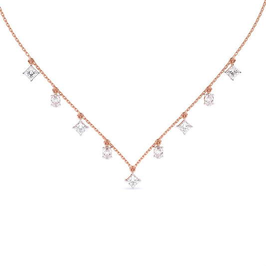 princess and oval cut lab grown diamond chain link necklace
