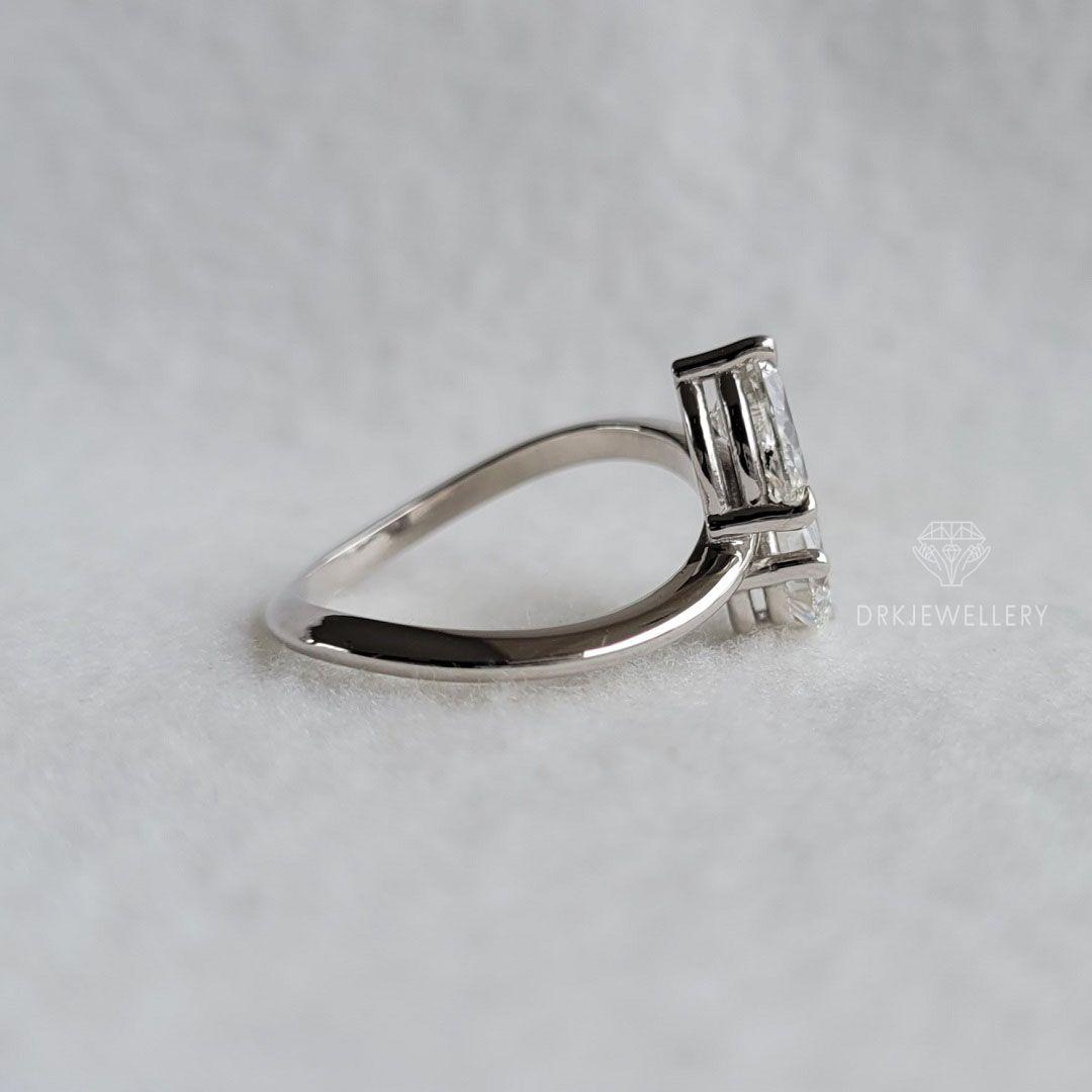 two stone ring,twin diamond ring,byass setting ring,white goldring, infinity style ring,3 prong style ring,gifts for her,engagement ring