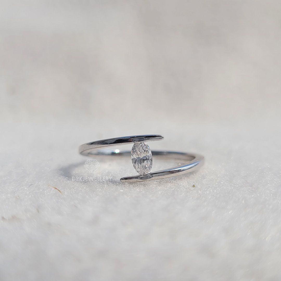 bypass setting marquise cut lab grown diamond solid 14k whiite gold propose and promise ring