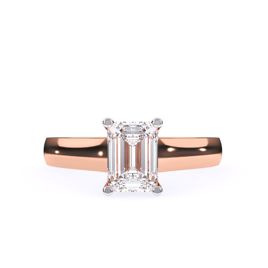 Emerald Cut Moissanite Underneath Style Engagement Ring