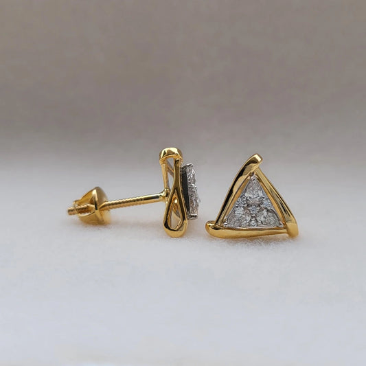Illusion Style Pear Cut Lab Diamond Gold Ear Studs