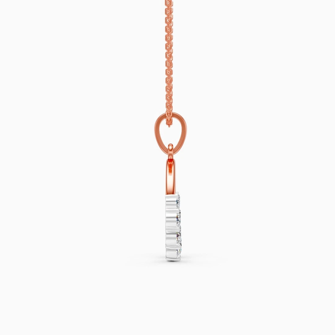 horse hoe style open gap diaond rose gold wedding pendant chain
