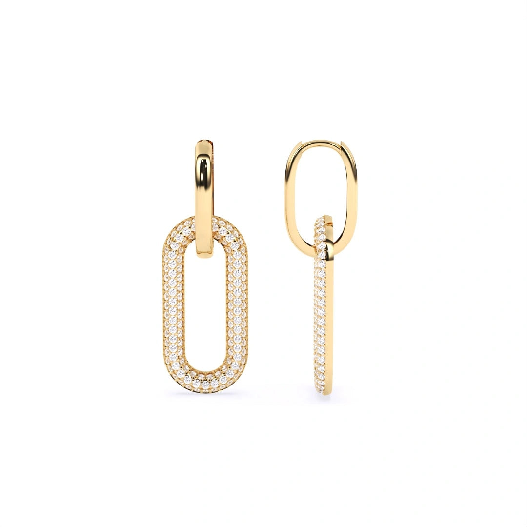 Gold hoop earrings with diamond accents