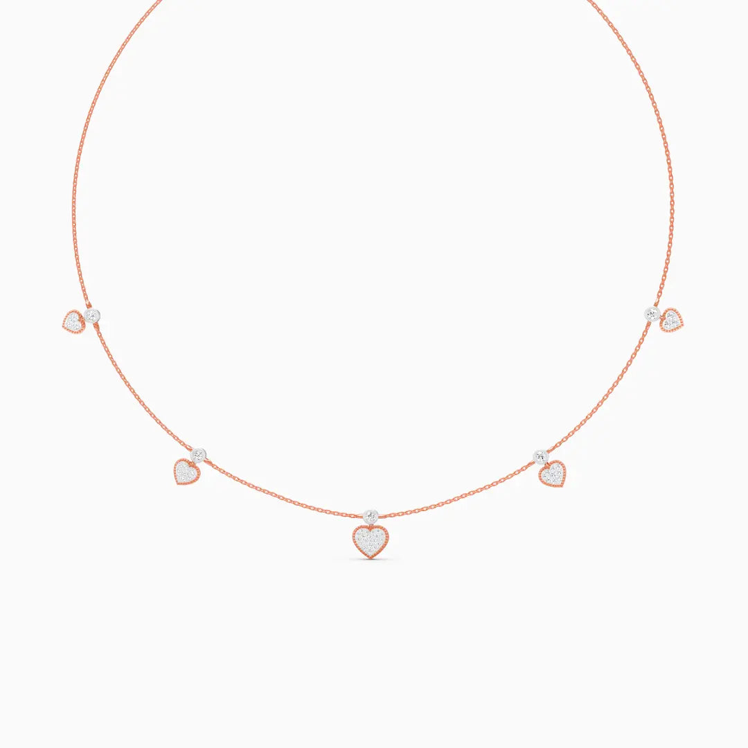 heart shape round cut lab grown diamond chain necklace for gifts