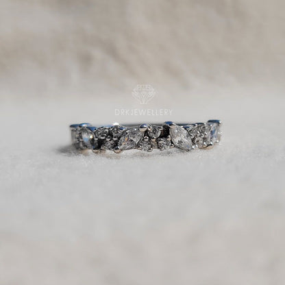 Half Eternity Pave Setting Lab Diamond Wedding Band