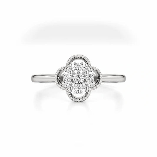 milgrain set ring, round cut ring, white gold ring, cluster diamond ring, solitaire ring, three pave set ring, christmas gifts