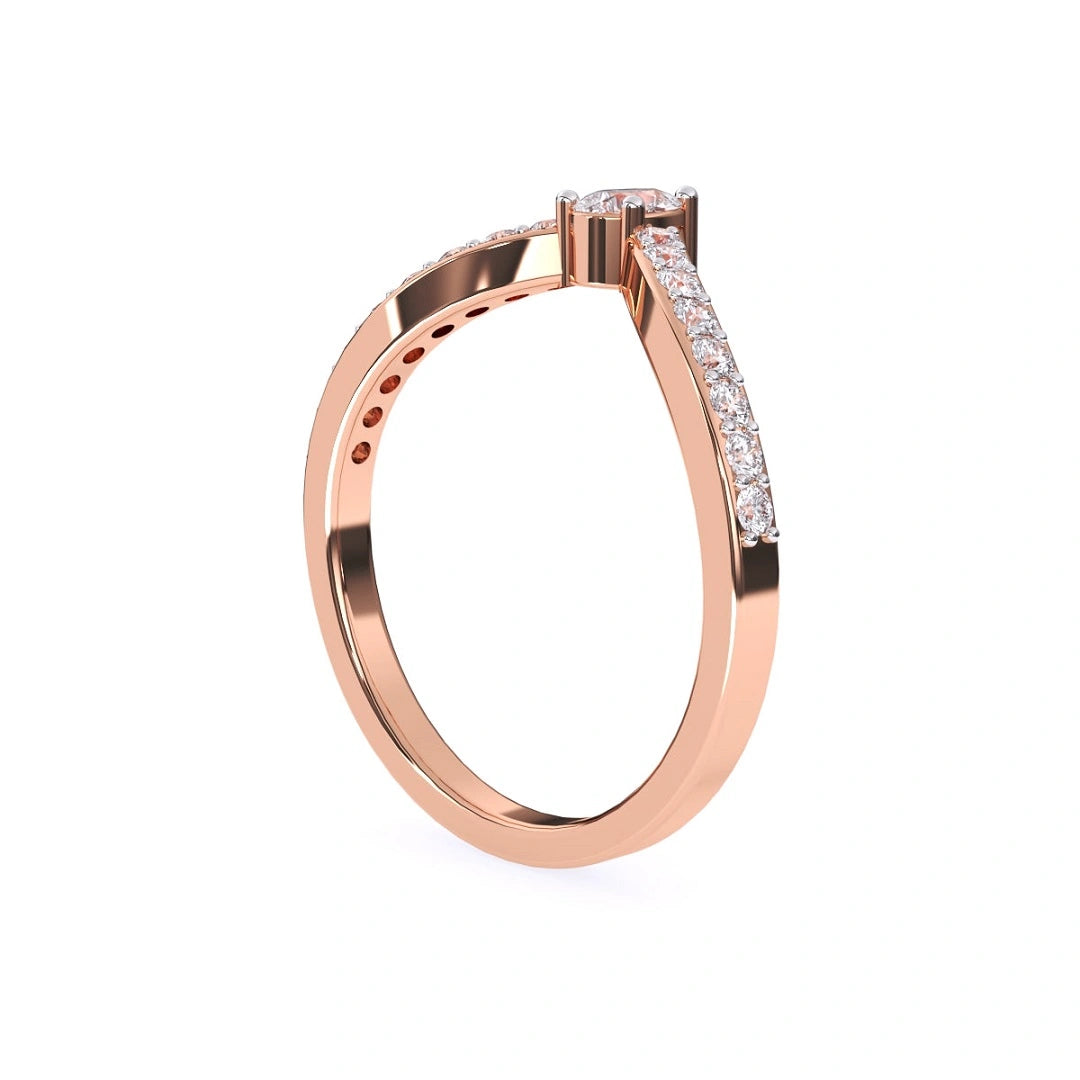 minimalist pave set rose gold ring band