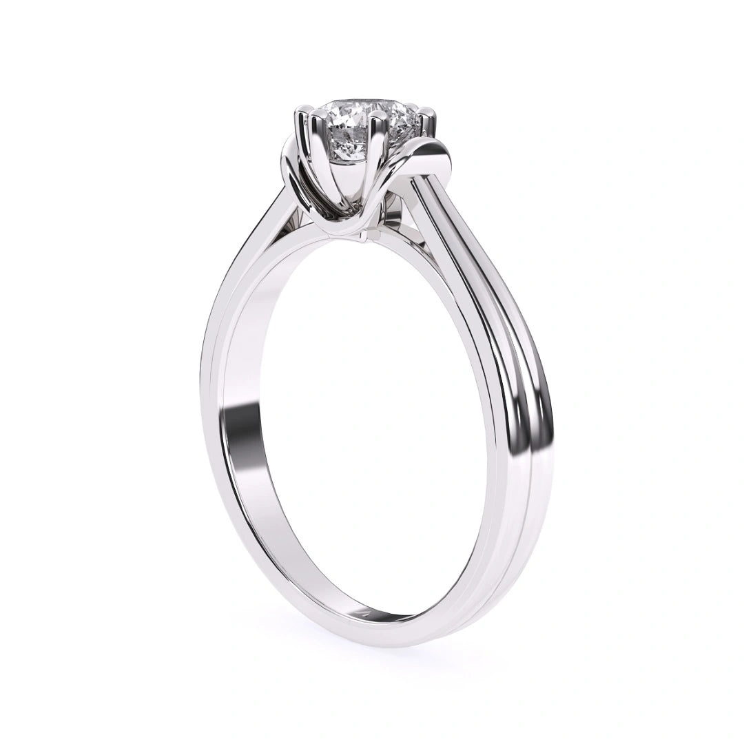 two liner gold cathedral shank style engagement ring